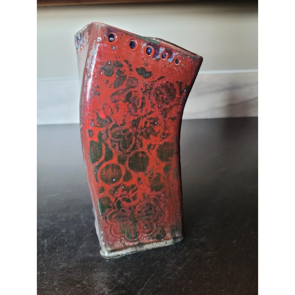 Gothic Romantic JOSIE Signed Studio Pottery Vase  Ceramic Art Vase Artisan Decor